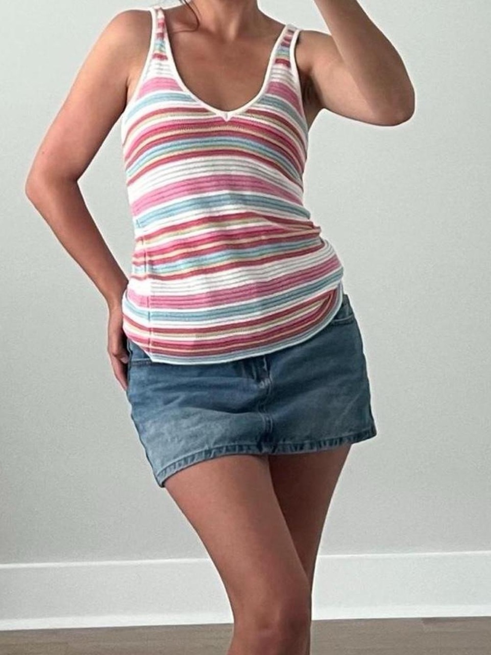 Knitted Multicolor Striped Knit Top (S)
